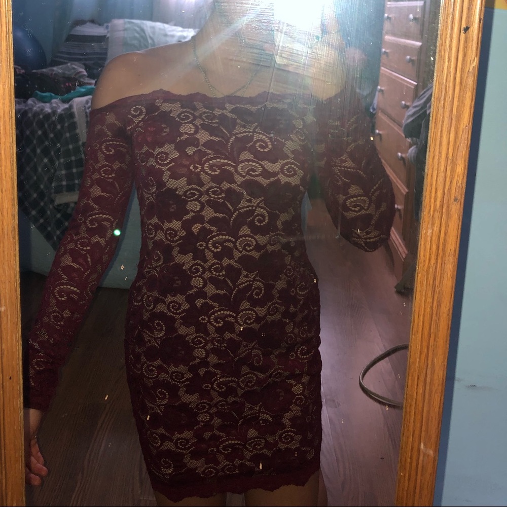 Velvet lace tight dress